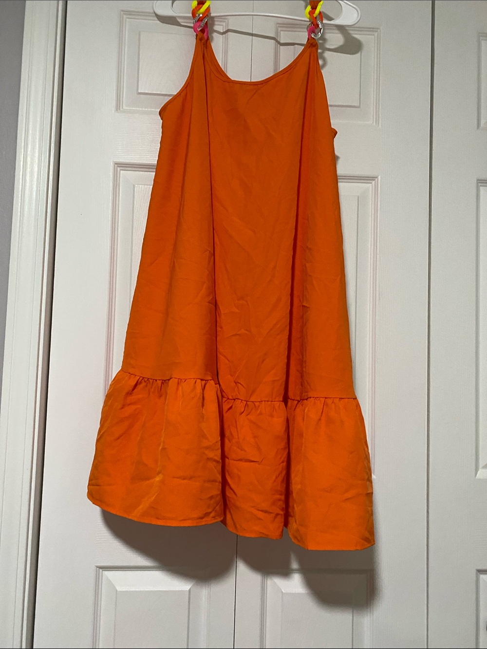SHEIN Orange Tiered Sundress with Tie Straps